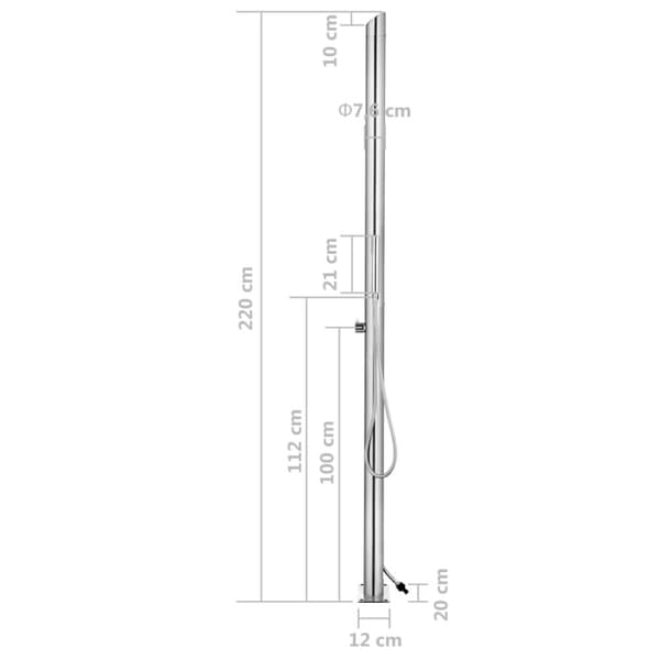 Utedusch 220 cm rostfritt stål