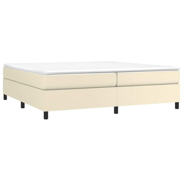 Boxspring-sängram gräddvit 200x200 cm konstläder