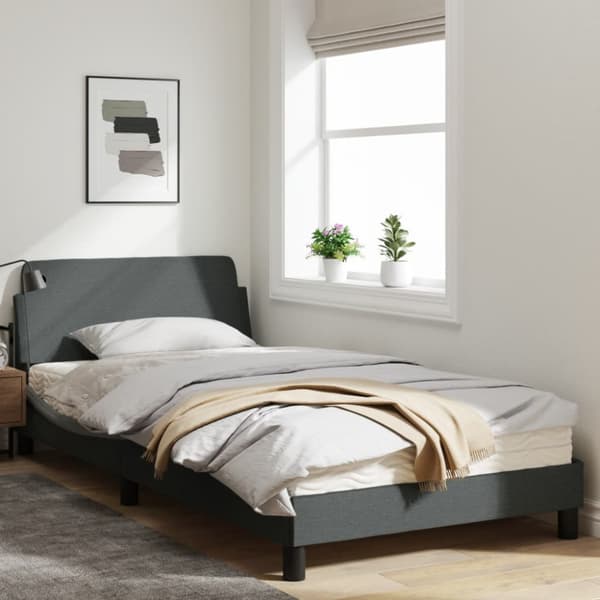Bed Frame "Dover" Dark Grey 100x200 cm Fabric