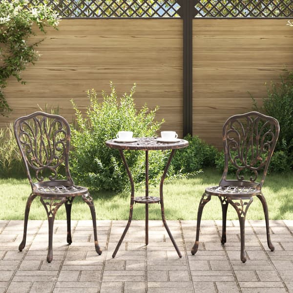 Trädgårds Bistro Set 3 pcs Brons Aluminium
