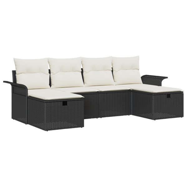 Trädgårdsoffset med kudde med lagring 6 pcs Poly rattan