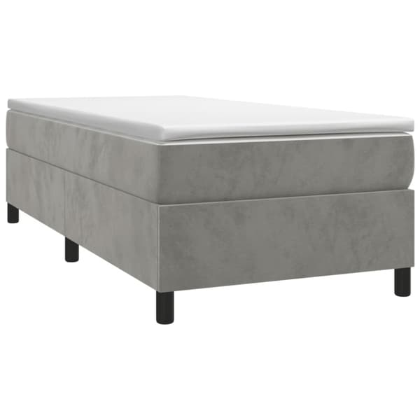 Ramsäng med madrass ljusgrå 90x190 cm sammet