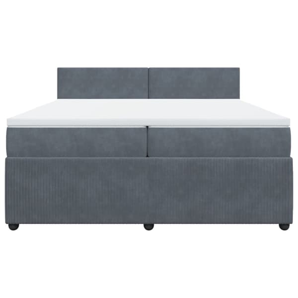 Ramsäng med madrass mörkgrå 200x200 cm sammet