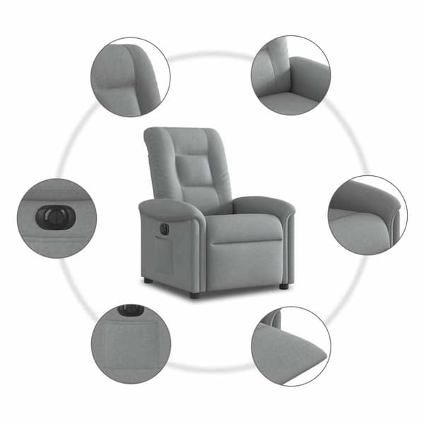 Elektrisk reclinerfåtölj ljusgrå tyg