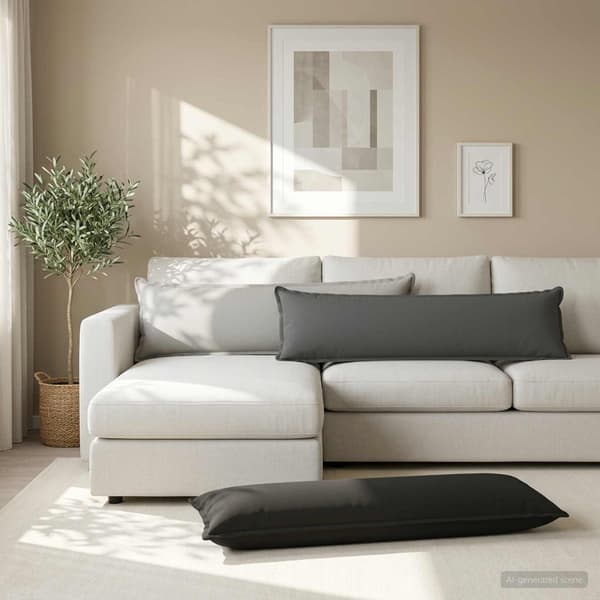Kuddöverdrag 2 st HOUTEN Grå 40 x 145 cm Polyester