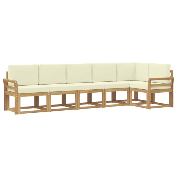 Utomhussoffset med kudde 6 pcs Vit och grädde Polyester