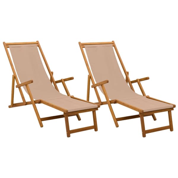 Hopfällbar solstol 2 st 3 Position Massiv Eukalyptus Trä Taupe