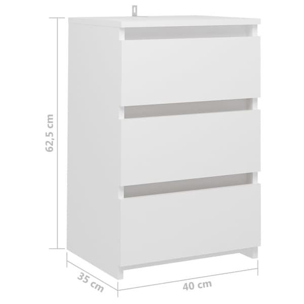 Sängbord vit 40x35x62,5 cm konstruerat trä