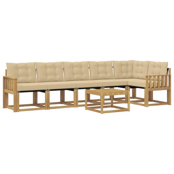 Utomhussoffset med kudde 7 pcs Vit och Beige