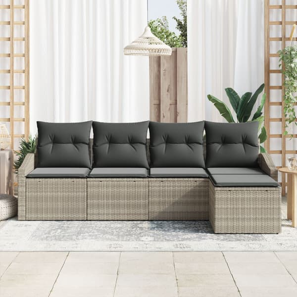 Soffset med kudde 5 pcs Ljusgrå konstrotting