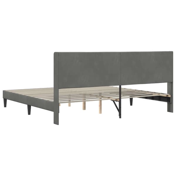 Sängram med huvudgavel Mörkgrå 200 x 200 cm Sammet