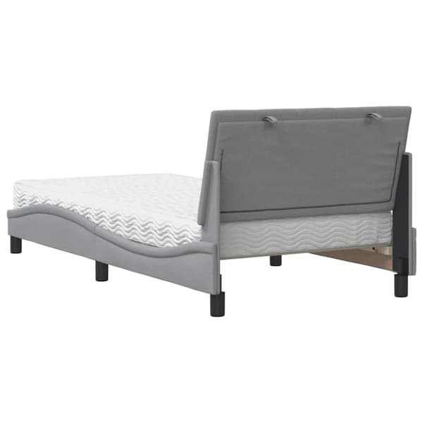 Bed with Mattress "Hanko" Light Grey 100x200 cm Fabric