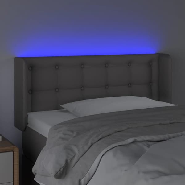 Sänggavel LED grå 103x16x78/88 cm konstläder