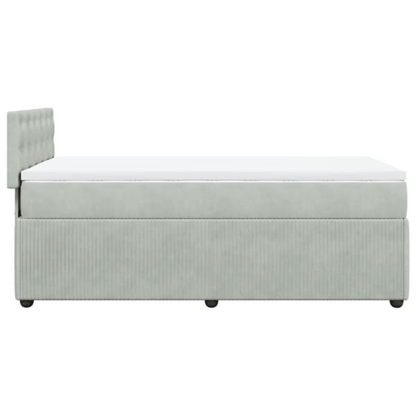 Ramsäng med madrass ljusgrå 100x200 cm sammet