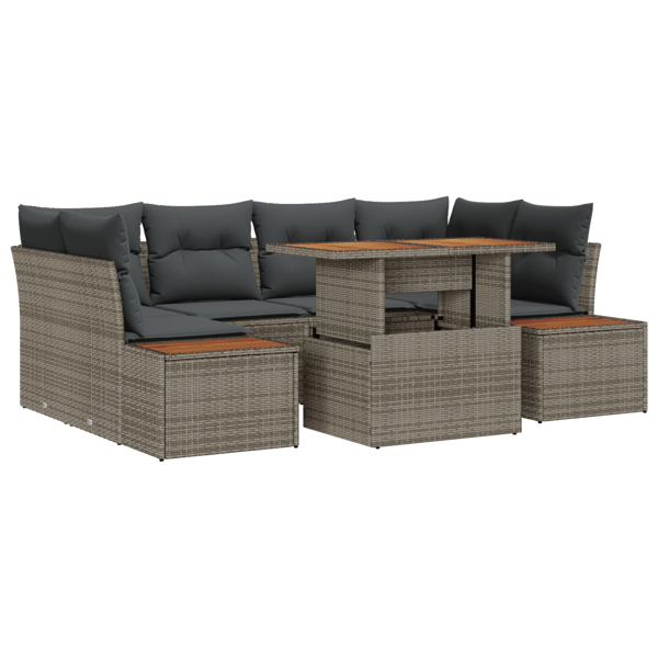 Trädgårdsoffset med lagring 7 pcs Grå Poly rattan
