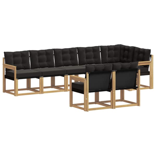 Utomhussoffset med kudde 8 pcs Vit och svart