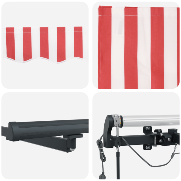 Utdragbar markis Röd och Vit 500 × 350 cm Polyester