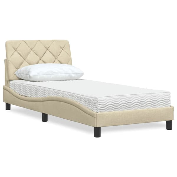 Bed with Mattress Cream 80x200 cm Fabric