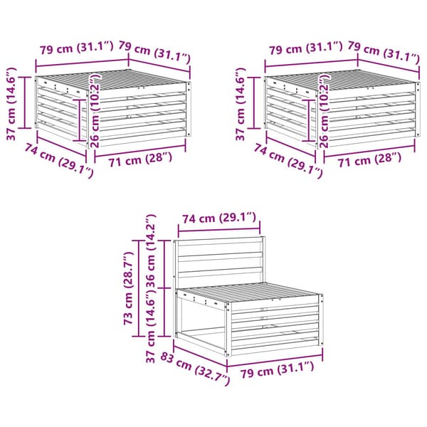 Utomhussoffset 6 pcs Naturfärg