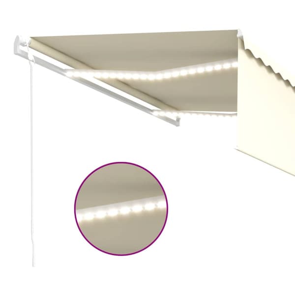 Automatisk markis med vindsensor rullgardin LED 4x3 m gräddvit
