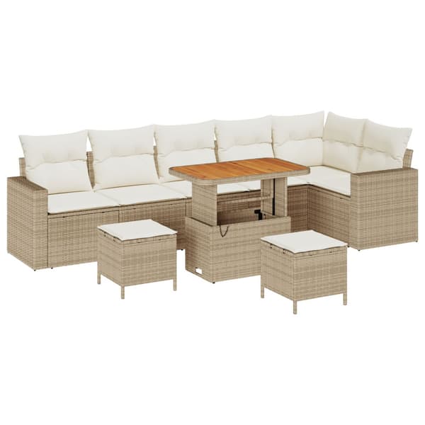 Trädgårdsoffset 9 pcs Beige konstrotting