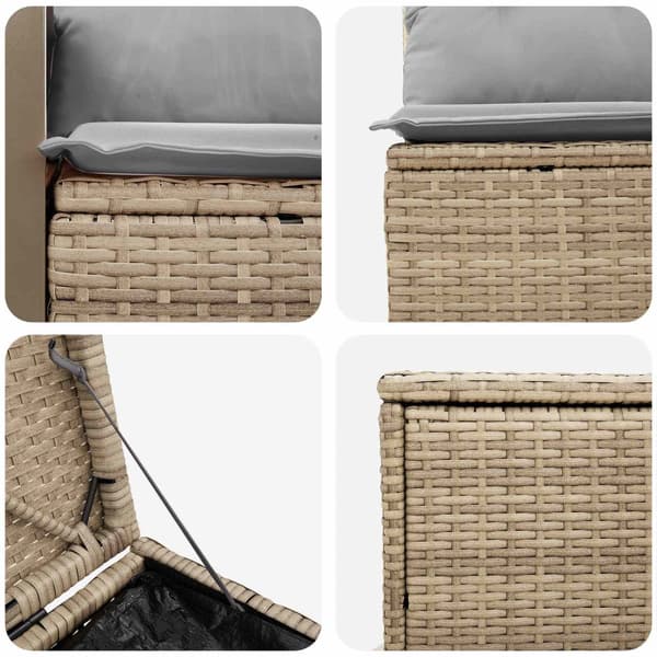 Soffset 7 pcs Beige och Ljusgrå Poly Rattan och stål