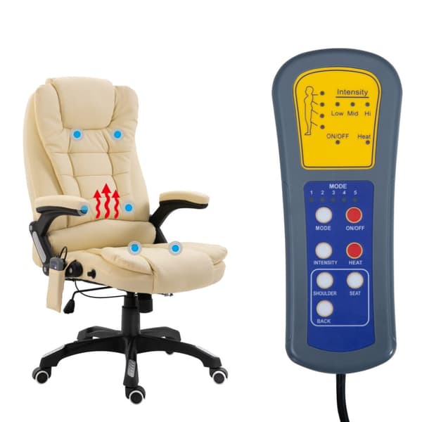 Massagekontorsstol gräddvit konstläder