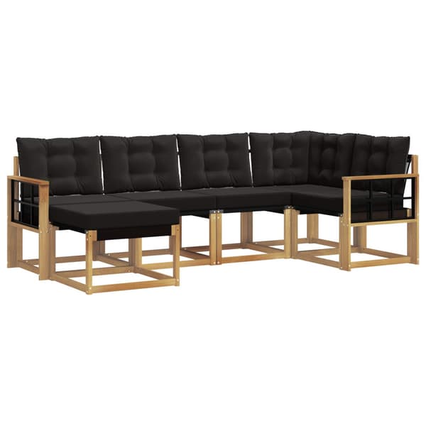 Utomhussoffset med kudde 6 pcs Vit och svart