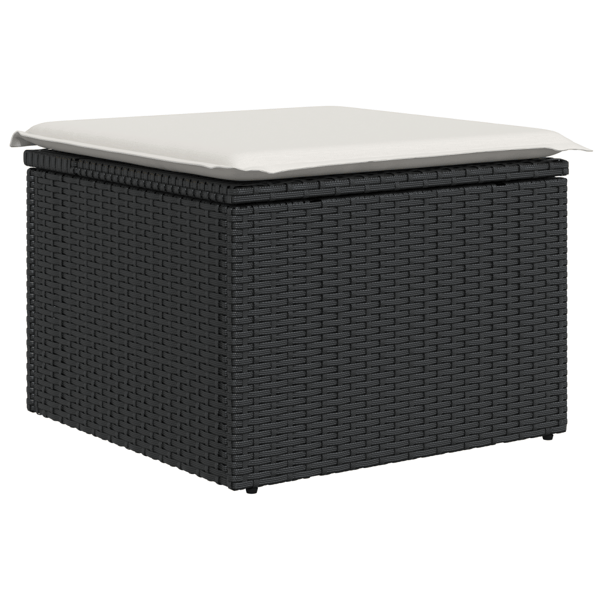 Trädgårdsoffset med lagring 9 pcs Svart Poly rattan