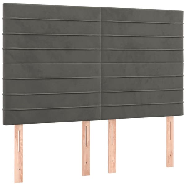Ramsäng med madrass & LED mörkgrå 140x190 cm sammet