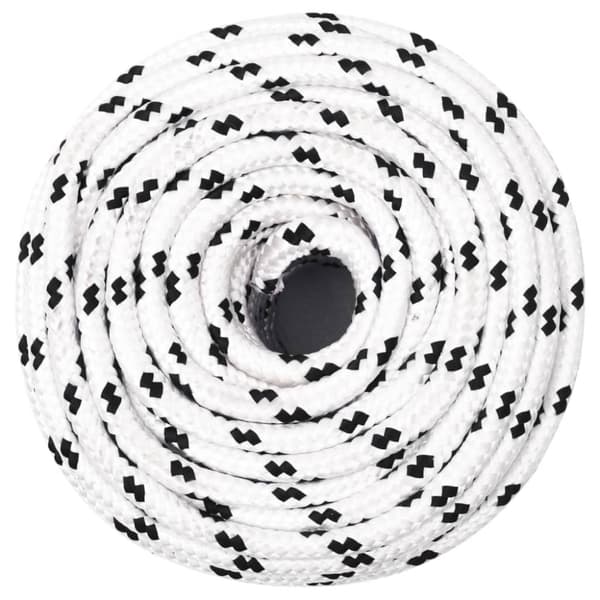 Båtlina flätad vit 6 mm x 25 m polyester