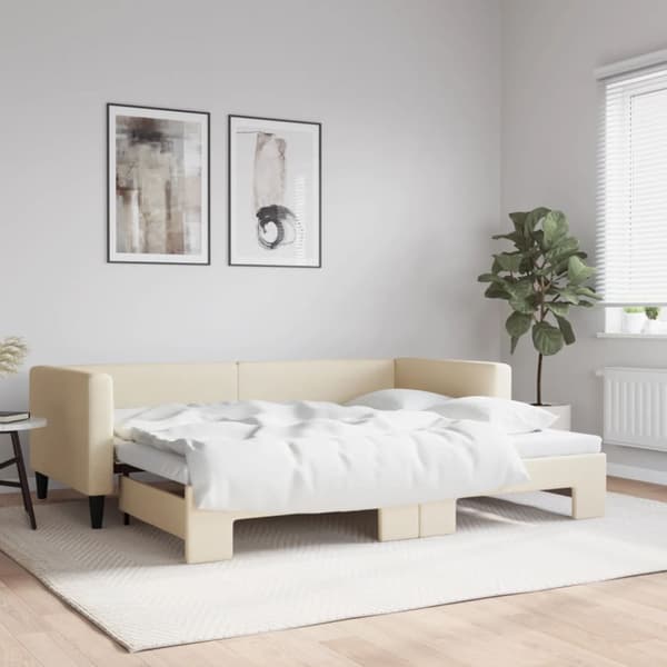 Dagbädd utdragbar gräddvit 90x200 cm tyg