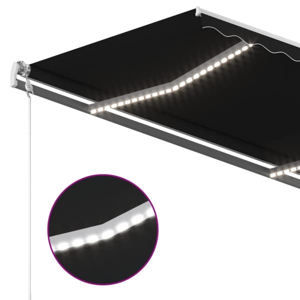 Automatisk markis med vindsensor & LED 300x250 cm antracit