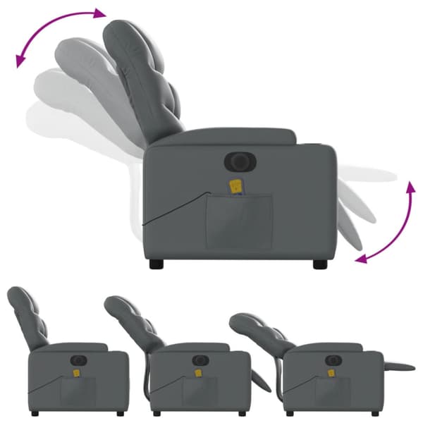 Elektrisk massagefåtölj grå konstläder