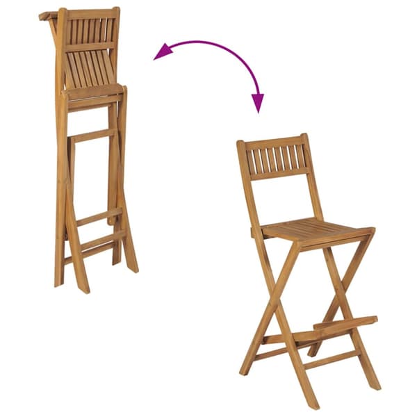 Hopfällbara barstolar 2 st massiv teak