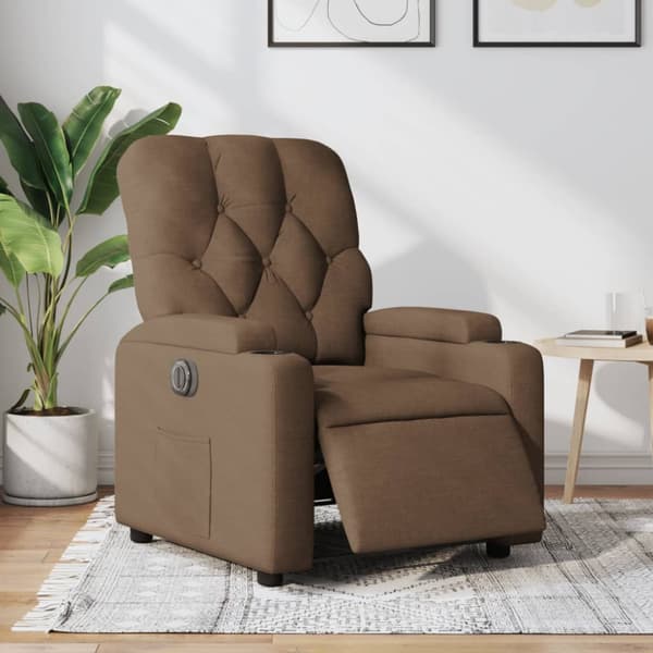 Elektrisk reclinerfåtölj Brun tyg