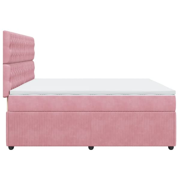 Ramsäng med madrass rosa 200x200 cm sammet