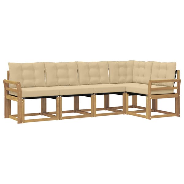 Utomhussoffset med kudde 5 pcs Vit och Beige
