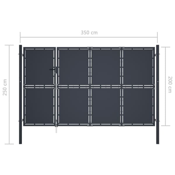 Trädgårdsgrind stål 350x200 cm antracit