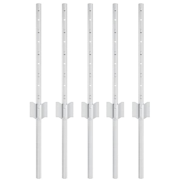 Stängselstolpe 5 pcs Silver 40 cm Stål