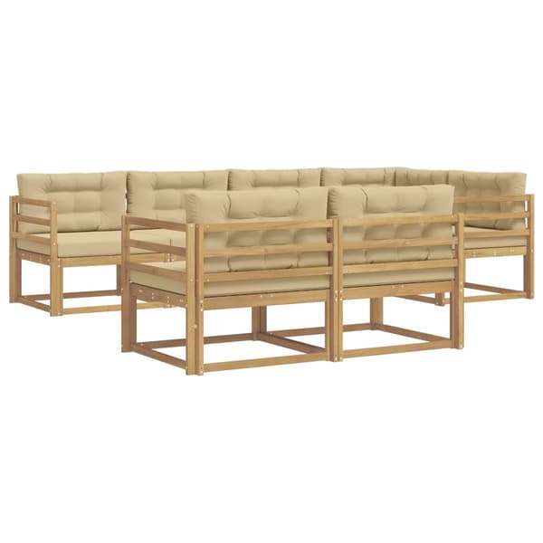 Utomhussoffset med kudde 6 pcs Vit och Beige Polyester