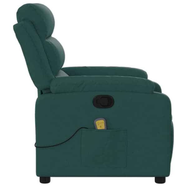 Massagefåtölj mörkgrön tyg
