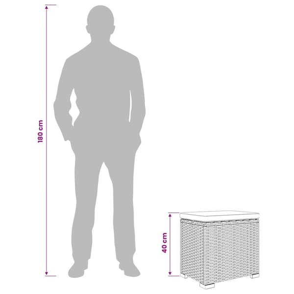 Trädgårdsfotpall med kudde 2 pcs Grå konstrotting
