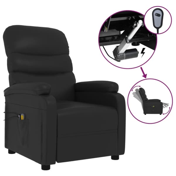 Elektrisk massagefåtölj svart konstläder