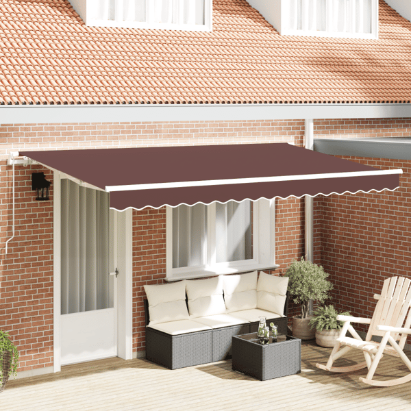 Utfällbar markis Brun 400 x 200 cm tyg