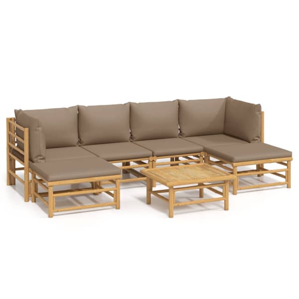 Loungegrupp 7 delar taupe dynor bambu