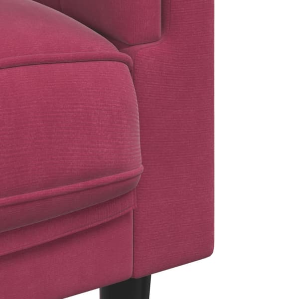 Soffa med kuddar 2-sits vinröd sammet
