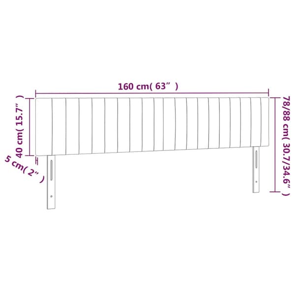 Sänggavel LED mörkgrön 160x5x78/88 cm sammet