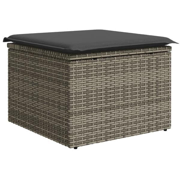 Trädgårdsoffset med kudde 9 pcs Grå Poly rattan