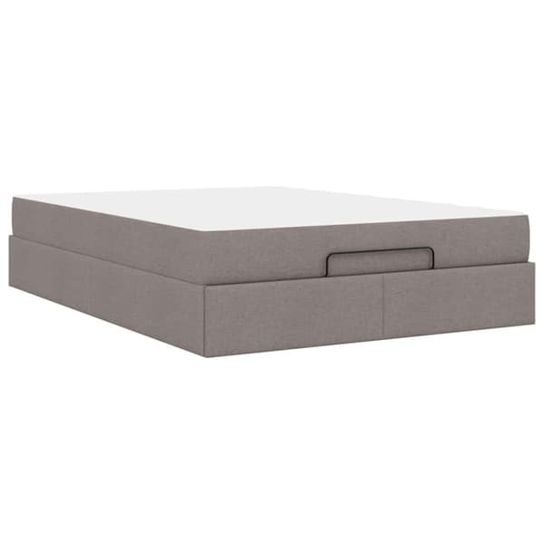 Sängram med madrass 2 pcs Taupe tyg